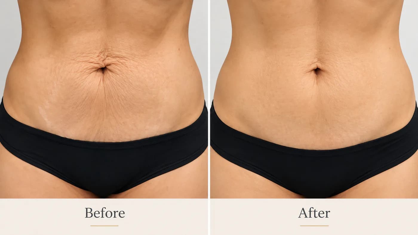 Before and after, body: RF microneedling at Smart Care Polyclinic